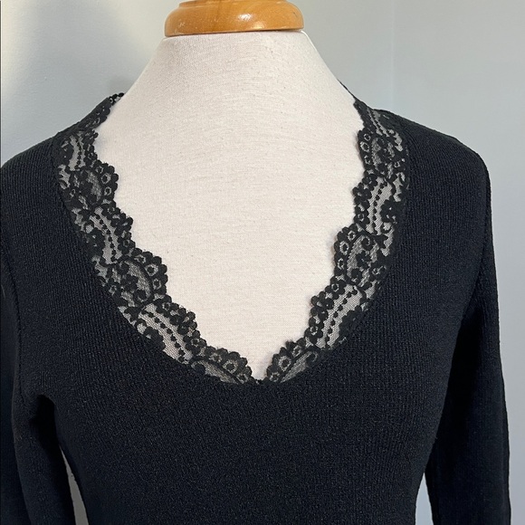 Vintage Pat Richards Lace Trimmed Dress Medium Large Black Union Made! - Picture 5 of 11